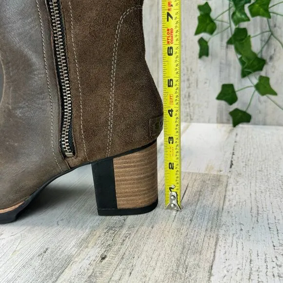 SOREL Addington Distressed Brown Leather Tall Heeled Boot Women’s Size 8