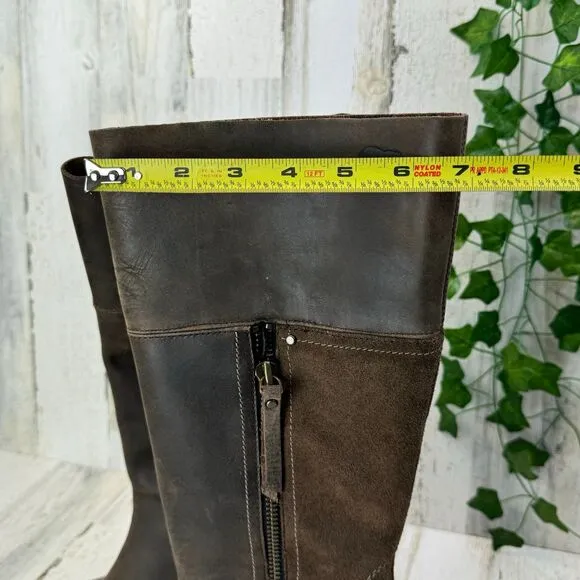 SOREL Addington Distressed Brown Leather Tall Heeled Boot Women’s Size 8