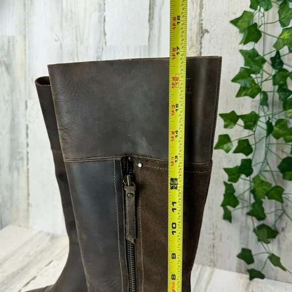 SOREL Addington Distressed Brown Leather Tall Heeled Boot Women’s Size 8