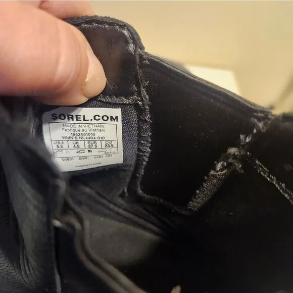 SOREL &quot;Lennox&quot; Black Waterproof Leather  Lug Sole Pull-on Boots sz.6.5 Ret.$170