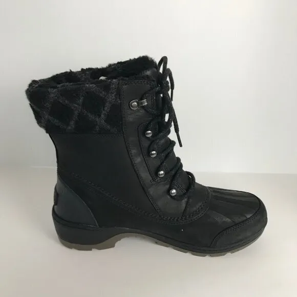 Sorel Black Faux Fur Lace Up Round Toe Out/Dry Waterproof Ankle Boots  Size 10