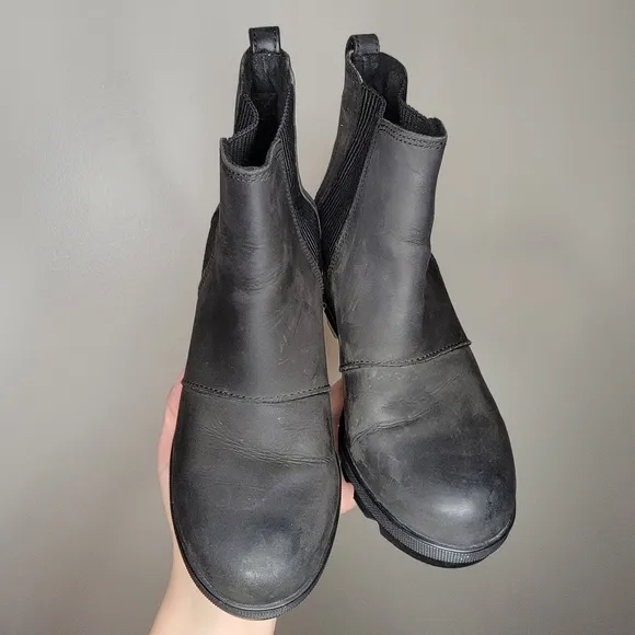 Sorel Black Joan of Arctic II Chelsea Wedge Bootie 6.5 waterproof leathe…