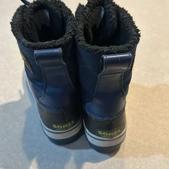 SOREL Black Ostrich Print Blue Waterproof Boots
