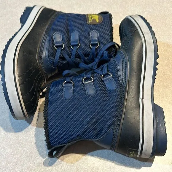 SOREL Black Ostrich Print Blue Waterproof Boots