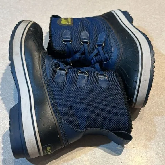 SOREL Black Ostrich Print Blue Waterproof Boots