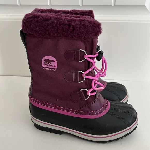 Sorel Black‎ Purple Lined Snow Waterproof Boots Mens Size 4