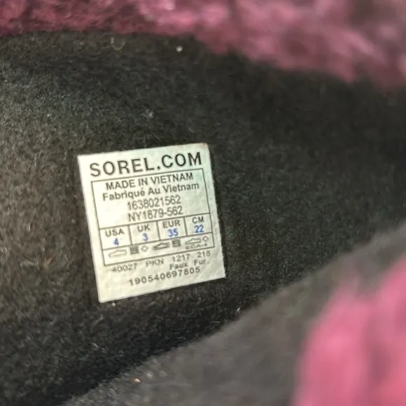 Sorel Black‎ Purple Lined Snow Waterproof Boots Mens Size 4