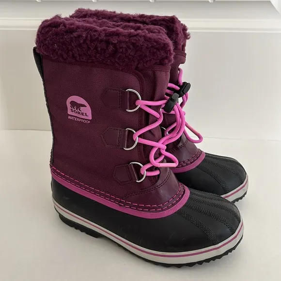 Sorel Black‎ Purple Lined Snow Waterproof Boots Mens Size 4