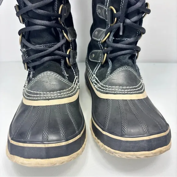 Sorel Black Waterproof Joan Of Arctic Lace Up Boots Size 7