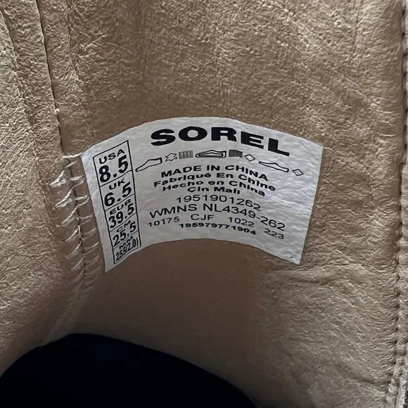 SOREL Brex Waterproof Platform Boots Womens 8.5 Tan Green Chunky Leather Chelsea