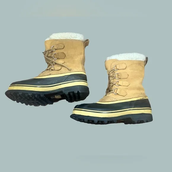 Sorel Caribou Men's Size 8‎ Tan Brown Leather Insulated Waterproof Snow Boots