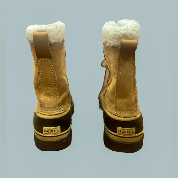 Sorel Caribou Men's Size 8‎ Tan Brown Leather Insulated Waterproof Snow Boots