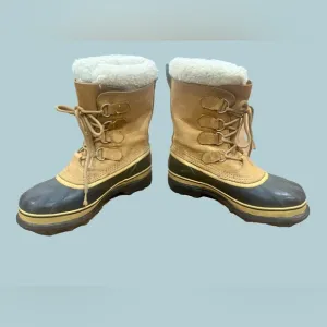 Sorel Caribou Men's Size 8‎ Tan Brown Leather Insulated Waterproof Snow Boots