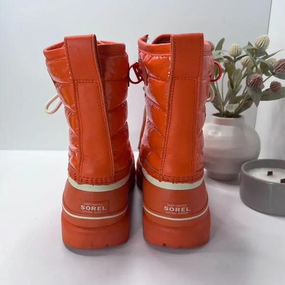 Sorel Caribou Royal Leather Waterproof Boots Optimized Orange Women's US 10.5