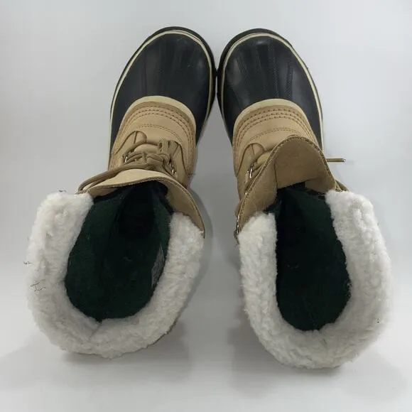 Sorel Caribou Snow Boots Womens Size 7.5 Warm Lined Tan Leather Waterproof Duck
