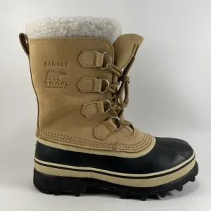Sorel Caribou Snow Boots Womens Size 7.5 Warm Lined Tan Leather Waterproof Duck
