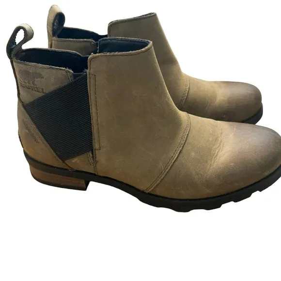 Sorel Emilie Chelsea Women's SIZE 7.5 Cattail Brown Ankle Boots, Waterproof a14