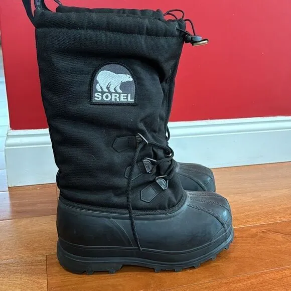 Sorel Glacier Black Winter Boots 1042- 010 Lined Snowmobile Winter Men's Size 8