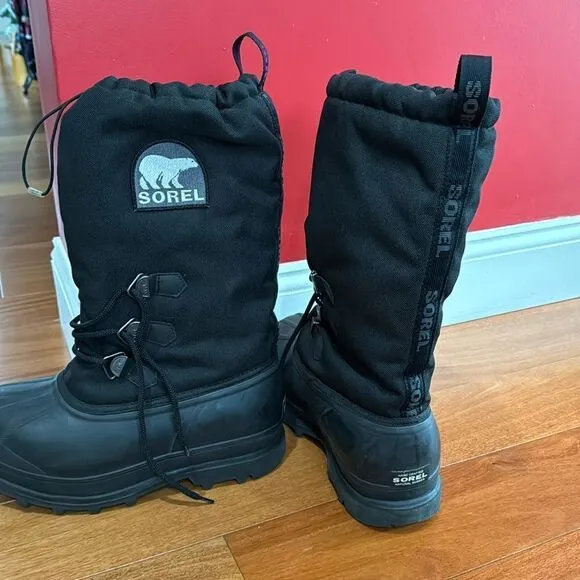 Sorel Glacier Black Winter Boots 1042- 010 Lined Snowmobile Winter Men's Size 8