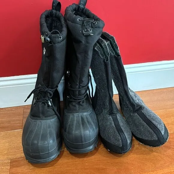 Sorel Glacier Black Winter Boots 1042- 010 Lined Snowmobile Winter Men's Size 8