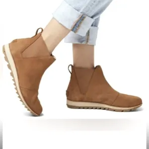 Sorel Harlow Suede Leather Chelsea Bootie Women’s 7 Boots Tan Brown