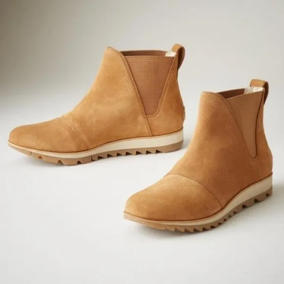 Sorel Harlow Suede Leather Chelsea Bootie Women’s 7 Boots Tan Brown