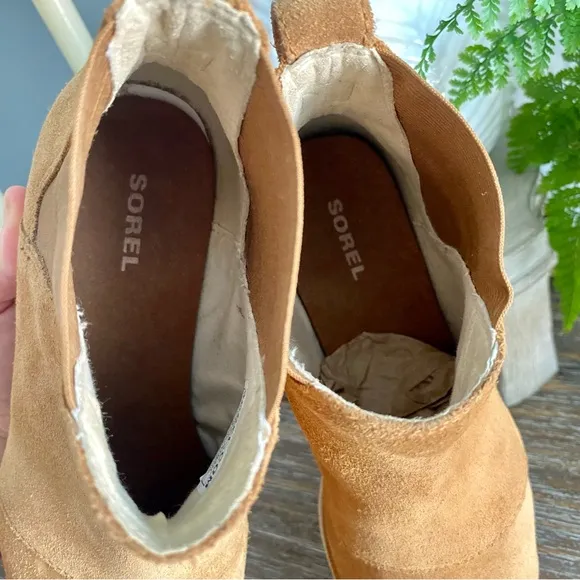 Sorel Harlow Suede Leather Chelsea Bootie Women’s 7 Boots Tan Brown