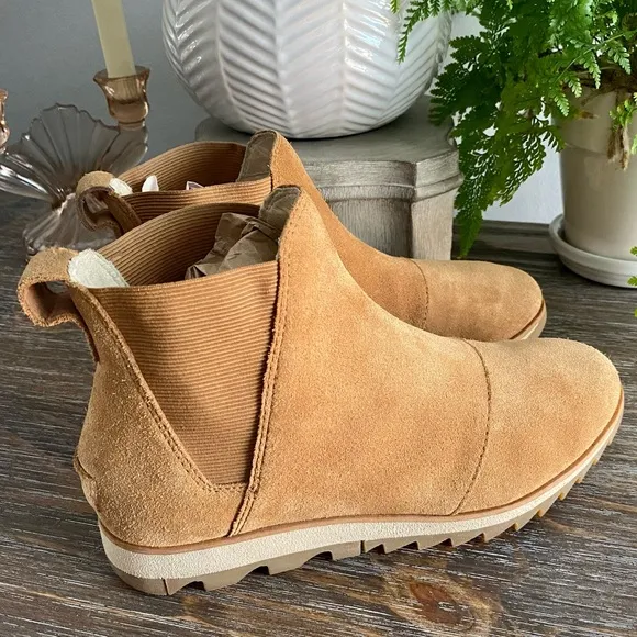 Sorel Harlow Suede Leather Chelsea Bootie Women’s 7 Boots Tan Brown