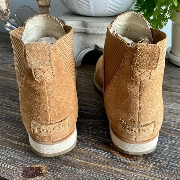Sorel Harlow Suede Leather Chelsea Bootie Women’s 7 Boots Tan Brown