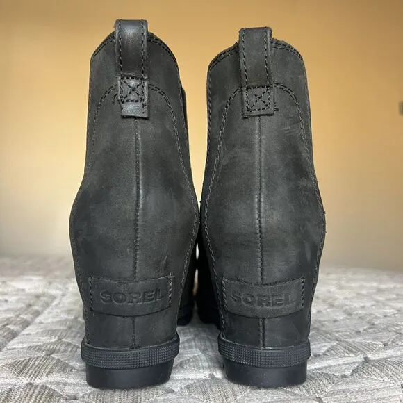 Sorel Joan Of Arctic II Hidden Wedge Heel Black Boot Women 8.5 Waterproof