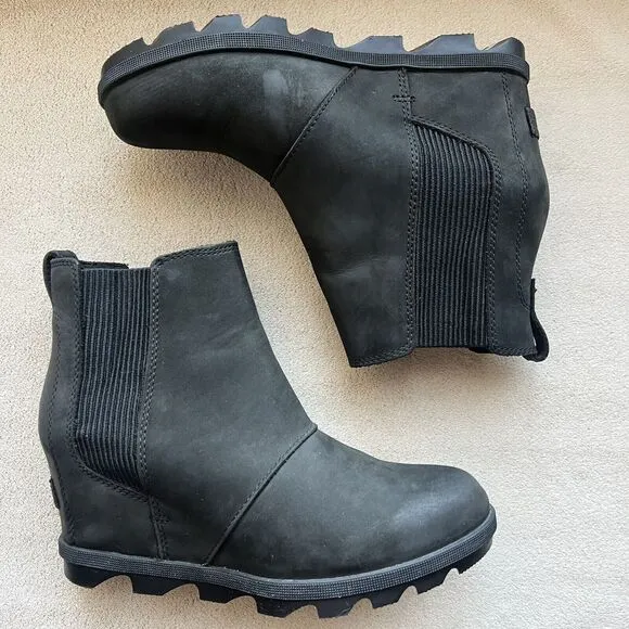 Sorel Joan Of Arctic II Hidden Wedge Heel Black Boot Women 8.5 Waterproof