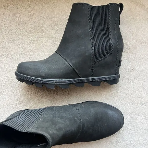 Sorel Joan Of Arctic II Hidden Wedge Heel Black Boot Women 8.5 Waterproof