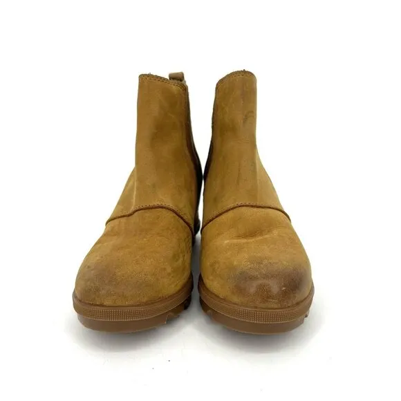 Sorel Joan of Arctic II Wedge Chelsea Boots Tan Waterproof Leather 7