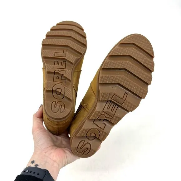 Sorel Joan of Arctic II Wedge Chelsea Boots Tan Waterproof Leather 7