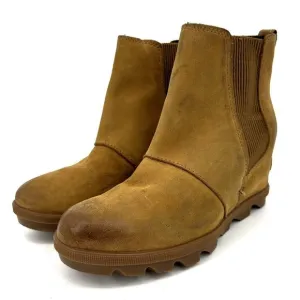 Sorel Joan of Arctic II Wedge Chelsea Boots Tan Waterproof Leather 7