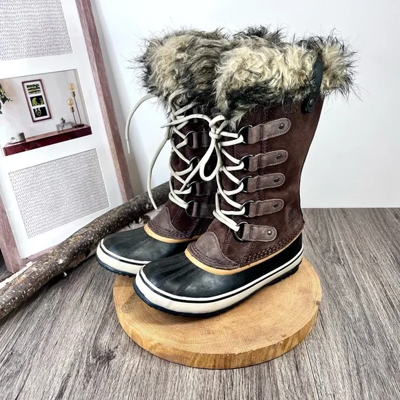 *Sorel | Joan Of Arctic NL1540-256 Sudan Brown Suede Waterproof Boots Size 7