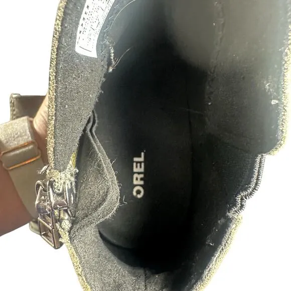 Sorel Joan of arctic Wedge Booties Sz 9 leather Waterproof Side Zip Taupe Boots