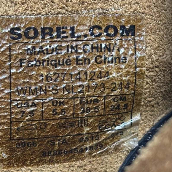 Sorel Joan of Arctic Wedge Distressed Leather Brown/Tan Leather Boots Women 7.5