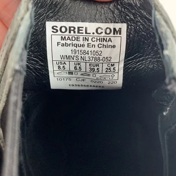 SOREL Joan Uptown Chelsea Leather Waterproof Wedge Boots Size 8.5 Gray Black