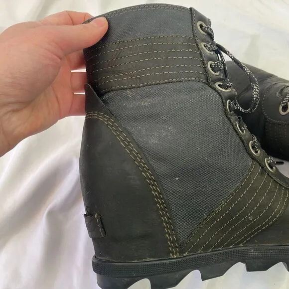 Sorel Lexie Wedge Women Waterproof Black Leather Ankle Boots NL3046-010 Sz 6.5