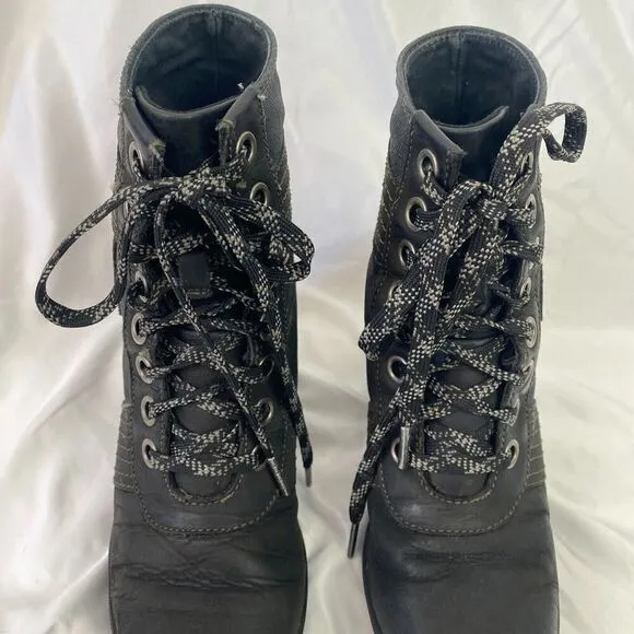 Sorel Lexie Wedge Women Waterproof Black Leather Ankle Boots NL3046-010 Sz 6.5
