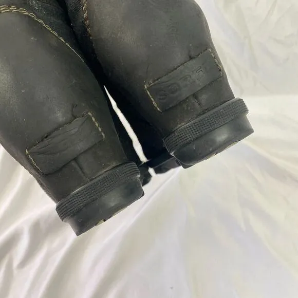 Sorel Lexie Wedge Women Waterproof Black Leather Ankle Boots NL3046-010 Sz 6.5