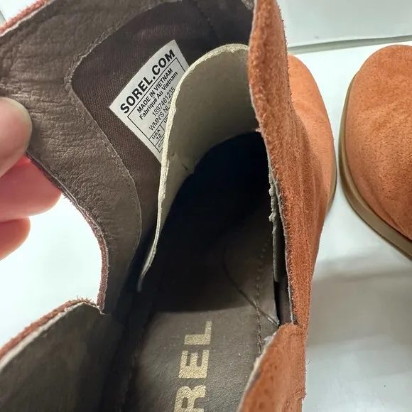 Sorel Lolla Cut Out Ankle Boots Camel Brown Elk Red Orange Waterproof Suede 12