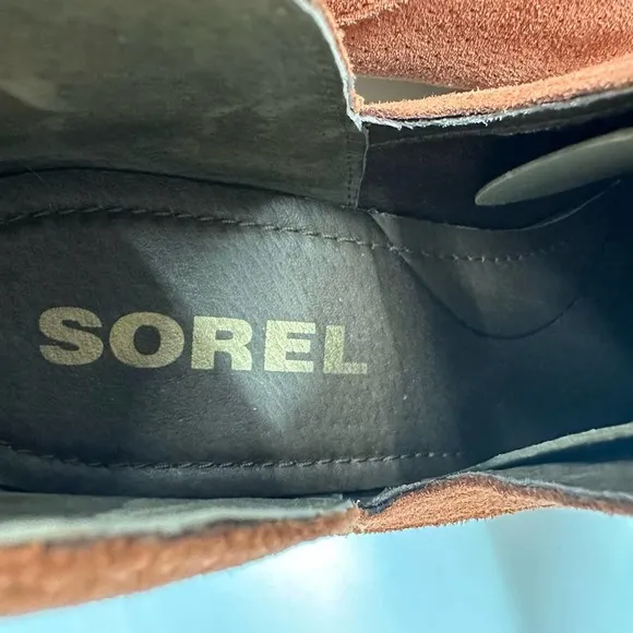Sorel Lolla Cut Out Ankle Boots Camel Brown Elk Red Orange Waterproof Suede 12
