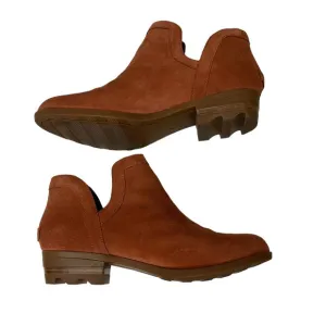 Sorel Lolla Cut Out Ankle Boots Camel Brown Elk Red Orange Waterproof Suede 12