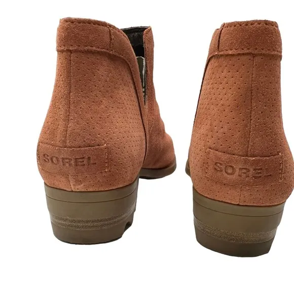 Sorel Lolla Cut Out Ankle Boots Camel Brown Elk Red Orange Waterproof Suede 12