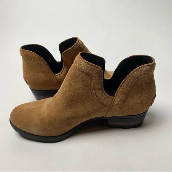 Sorel Lolla Cut Out Ankle Boots Camel Brown Elk 7 waterproof suede