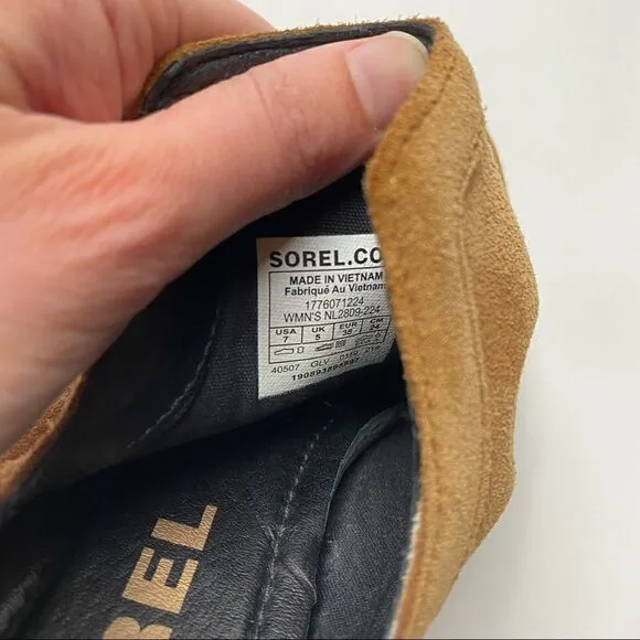 Sorel Lolla Cut Out Ankle Boots Camel Brown Elk 7 waterproof suede