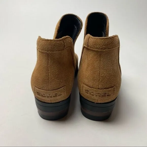 Sorel Lolla Cut Out Ankle Boots Camel Brown Elk 7 waterproof suede