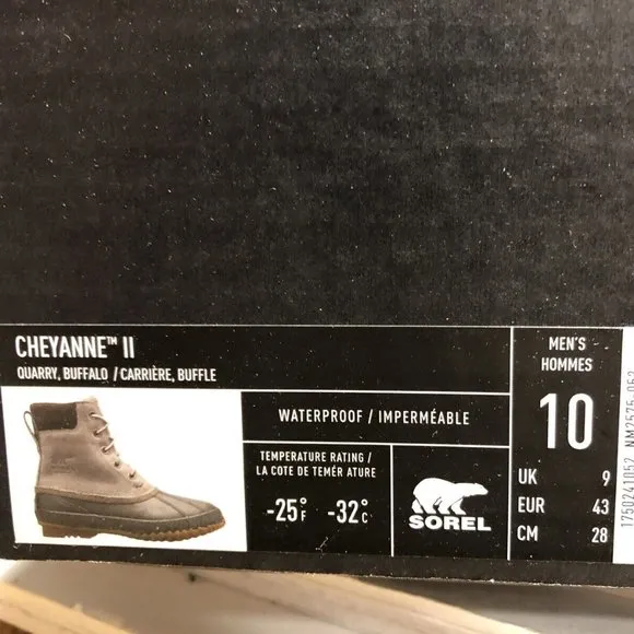 Sorel Men's Cheyenne II, Waterproof Gray Winter Boots, Size 10M